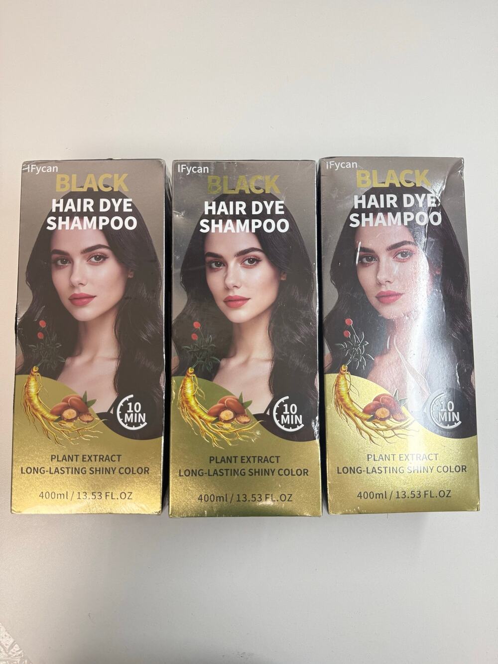 Bundle of 3 IFycan Black Hair Dye Shampoos – 400 mL Each – NEW & SEALED